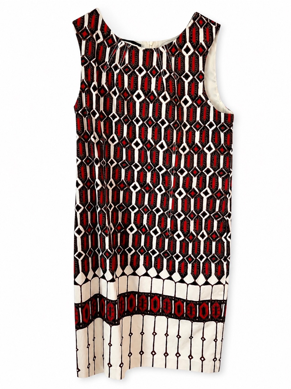 Talbots Black, Red & Cream Geometric Sheath Dress